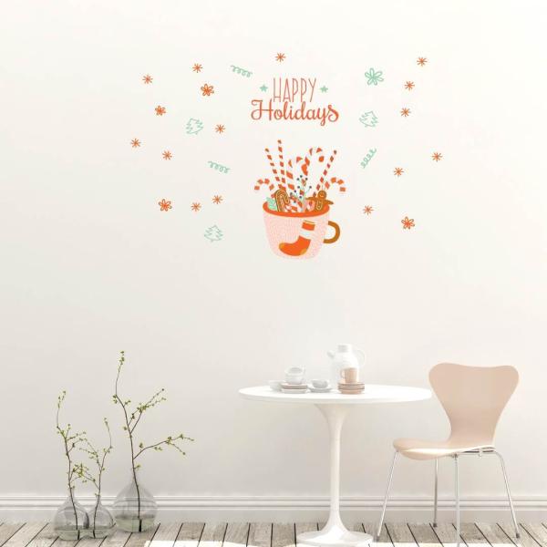 EH[XebJ[  390×877mm wall sticker NX}X Christmas َq R[q[ Jbv c[ 킢 EH[XebJ[ 017039