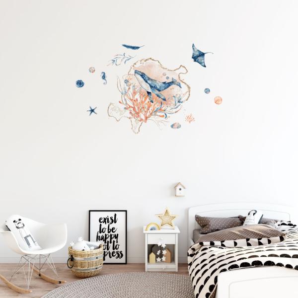 āV[EH[XebJ[ summer ċx Ղ Ђ܂ C  60×60cm wall sticker G čՂ  Underwater@@C̒@017332