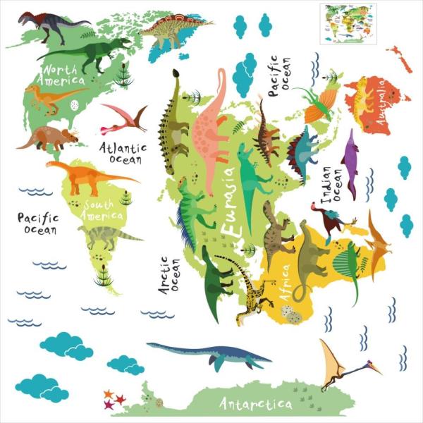 EH[XebJ[  190×427mm wall sticker   En} {n} world map japan 嗤 EH[XebJ[ 016009