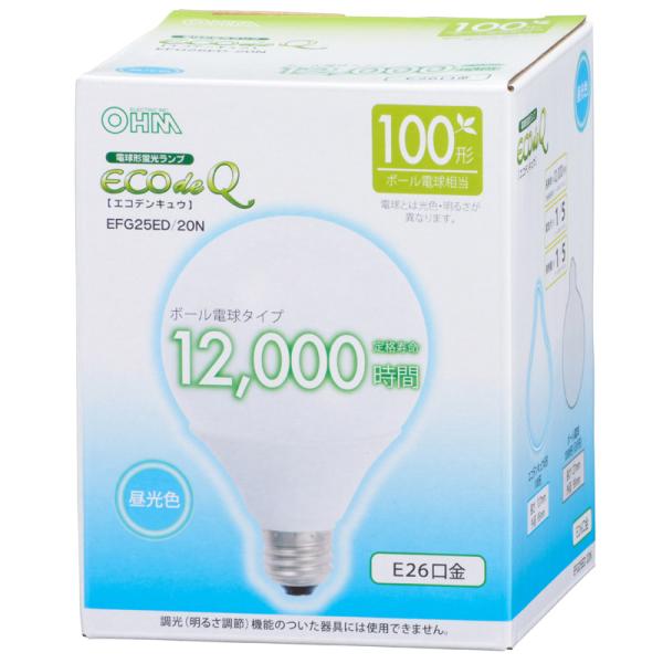 (未使用･未開封品)　オーム電機 電球形蛍光灯 エコデンキュウ G形 E26 100形相当 昼光色 [品番]06-0266 EFG25ED/20N 0pbj0lf OHM（オーム電機） セール品 電球形蛍光灯 ボール形 E26 100形相当
