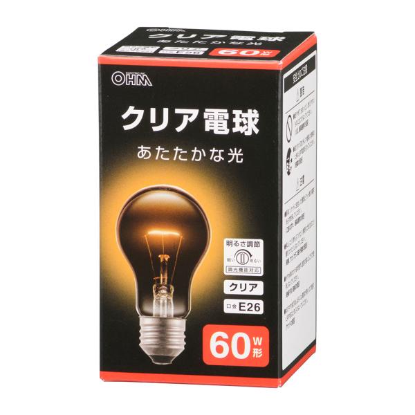オーム電機 白熱電球 E26 60W形 クリア LB-D5660CN 【品番:06-4735】