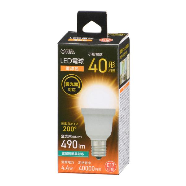 オーム電機 LDA4L-G-E17/D AG5 LED電球小形 E17 40形相当 調光器対応 電球色 小形電球40形相当の明るさ【品番:06-5490】