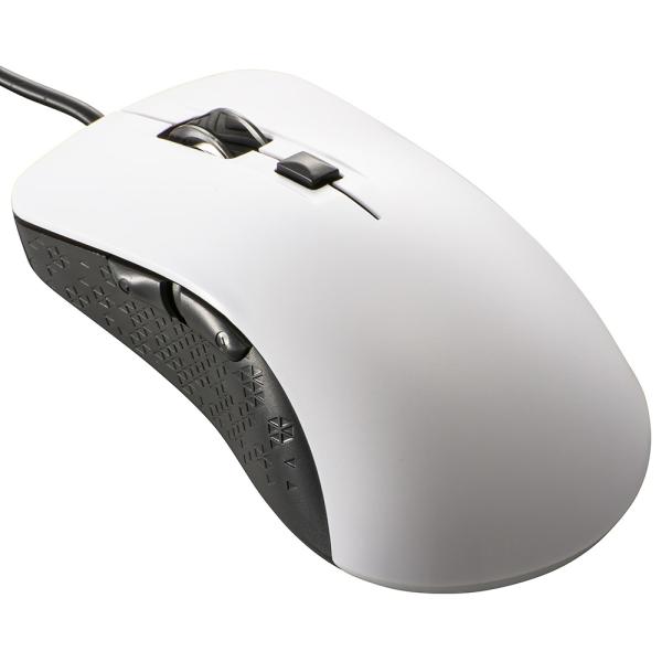 オーム電機 静音マウス 有線 BlueLED Lサイズ 抗菌 ホワイト PC-SMUBS5L-W【品番:01-3985】