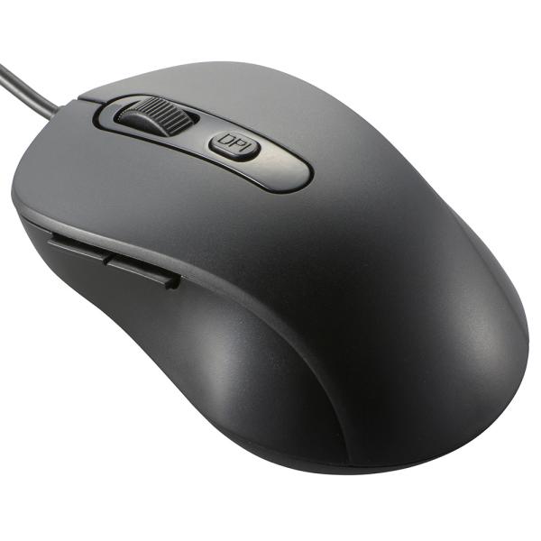 オーム電機 静音マウス 有線 BlueLED Mサイズ 抗菌 ブラック PC-SMUBS5M-K【品番:01-3984】