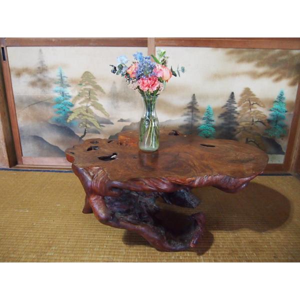 レア珍品 大自然の芸術 欅 珍木テーブル75cm 木根 ケヤキ飾台