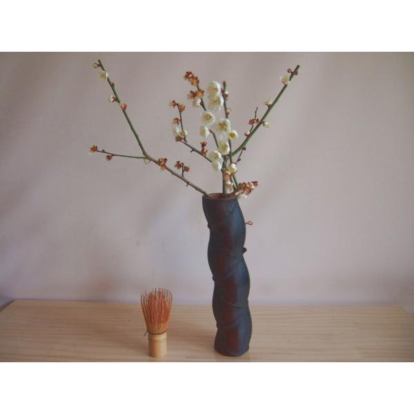 大正 昭和レトロ 亀甲竹 掛け花入28.5cm 花道 華道 茶道 竹工芸