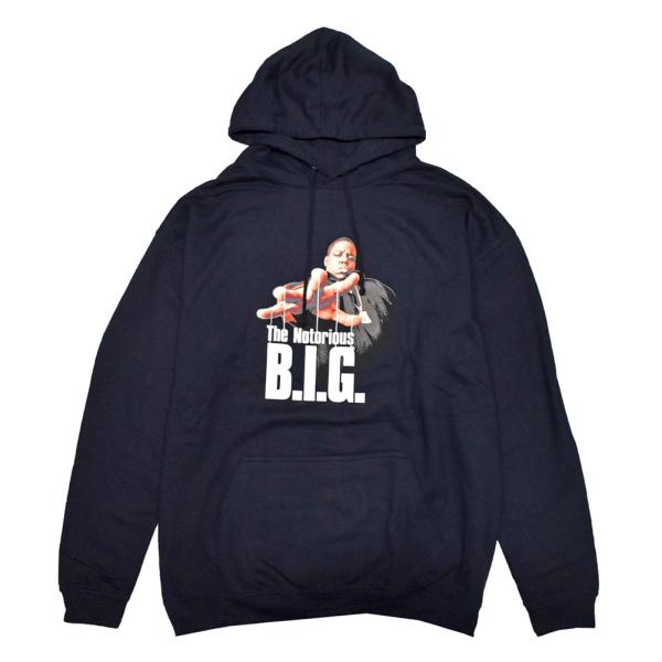 NOTORIOUS B.I.G. BIGGIE ノトーリアスビーアイジー ビギー スウェットパーカー フーディー ネイビーブルー REACHSTRINGS HOODIE 元値 10890円