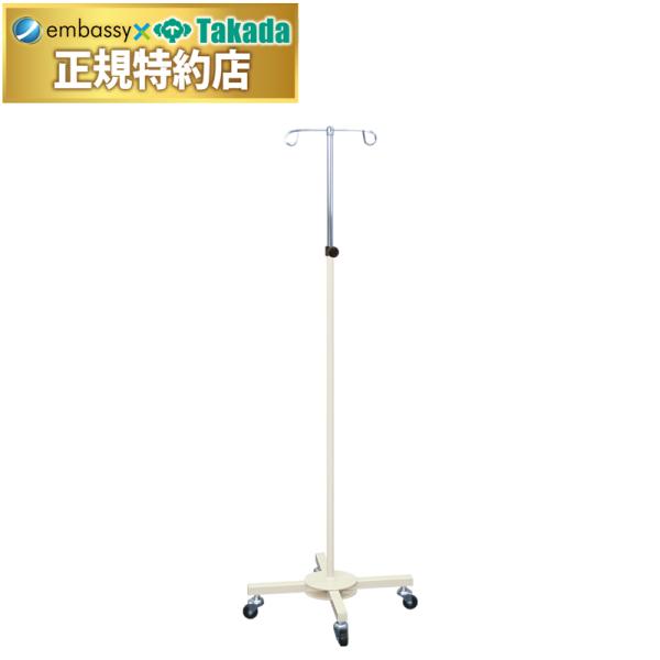 コンパクトに発送できる組立式。安定感のあるスチール製4脚ベース。直径4cmの単輪キャスター付き。手動式無段階高さ調節機能付き。