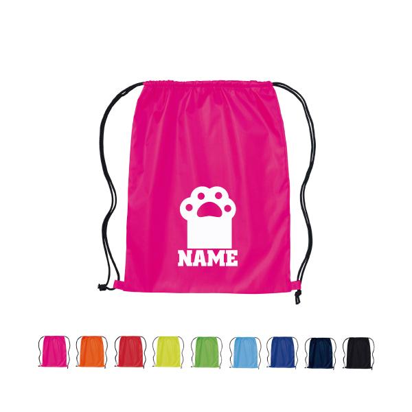 名入れランドリーバッグとは？ポリエステルのナップサック（リュックサック）。職業別のシルエットにお名前が入れられるので、部活のチーム名や学校名を入れたり、同好会などの名称を入れたりとさまざまな使い方が考えられ、とても人気の高い商品です。