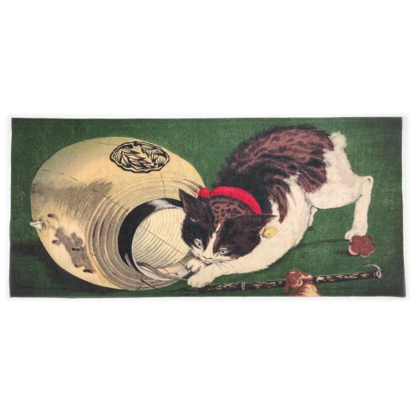 古今東西 手ぬい 猫に提燈 小林清親 木版画 浮世絵
