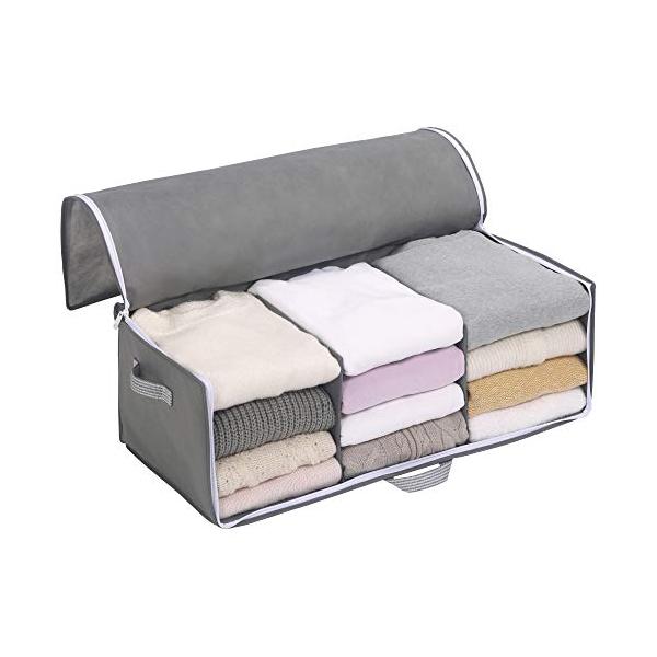 東和産業 衣類収納袋 出し入れ簡単 がばっと収納袋2 グレー Lサイズ 約70×32×2