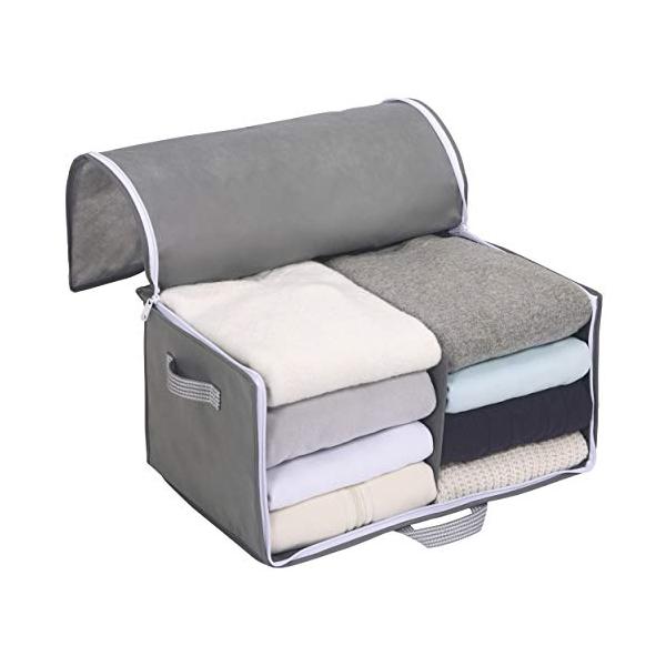 東和産業 衣類収納袋 出し入れ簡単 がばっと収納袋2 グレー Mサイズ 約48×32×2