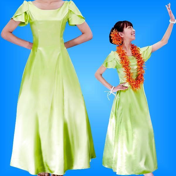 フラダンス ムームー チューリップ袖 ロング丈ドレス ライト