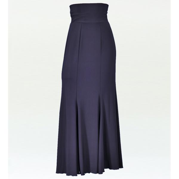 伸縮性があり美しいシルエットのセミマーメイドハイウエストファルダ。ウエスト部分は折り曲げる事でベルト風のデザインにもなります。ストレッチ素材を使用しているので踊りやすく、着心地が良いのが特徴です。レッスンスカートとして大活躍間違いなしの一枚...