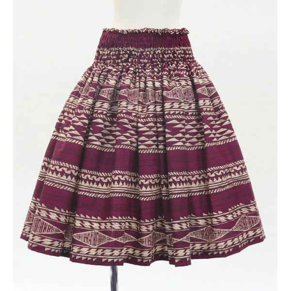 フラダンス パウスカート シングル78cm丈  ワイン 3292