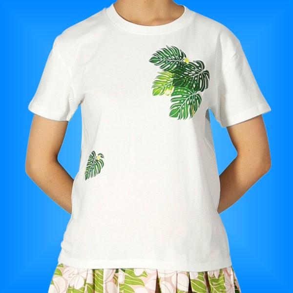 フラダンス Tシャツ L モンステラ ホワイト 490lw