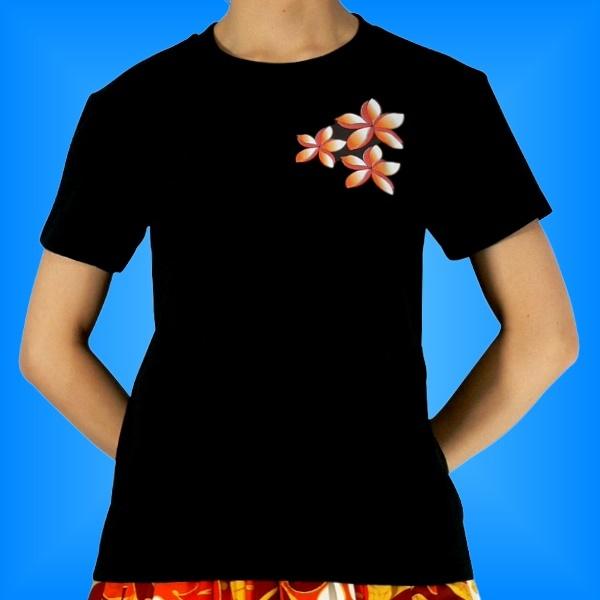 フラダンス Tシャツ L サイド プルメリア ブラック 552lb