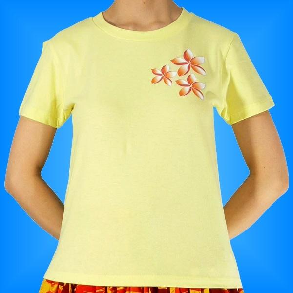 フラダンス Tシャツ Ｍ サイド プルメリア イエロー 552my