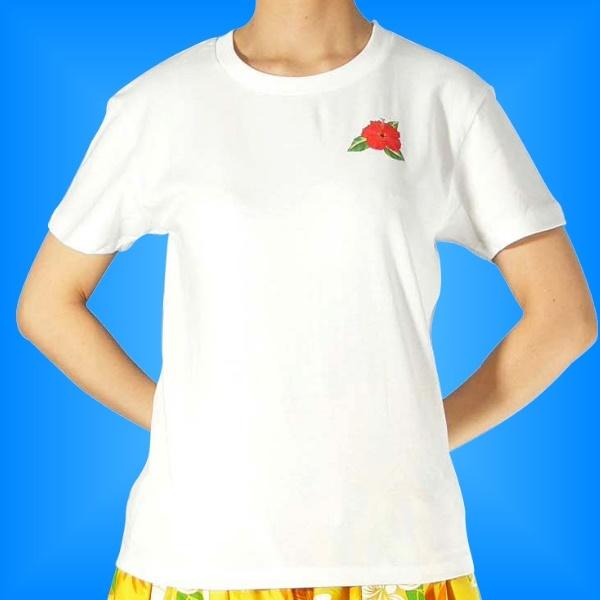 フラダンス Tシャツ L ハイビスカス ホワイト 557lw