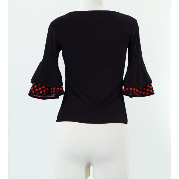 フラメンコ　ブラウス フラメンコ 水玉フリル ブラウス オレンジ Mサイズ 884o : emika