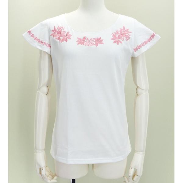 【特価】フレンチフリル Tシャツ Ｆ 刺繍ピンク ティアレ ホワイト KD2piwF