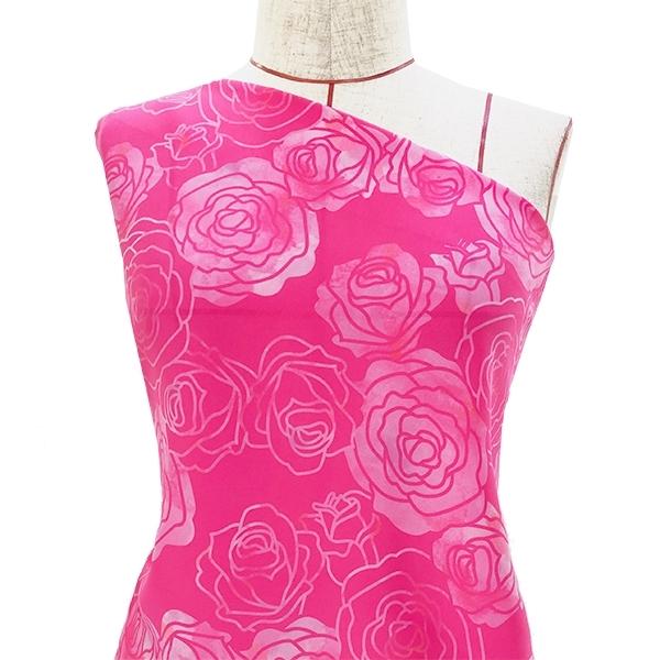 ハワイアン・フラメンコ生地 ローズ（ロケラニ）柄 コシボ生地 ピンク