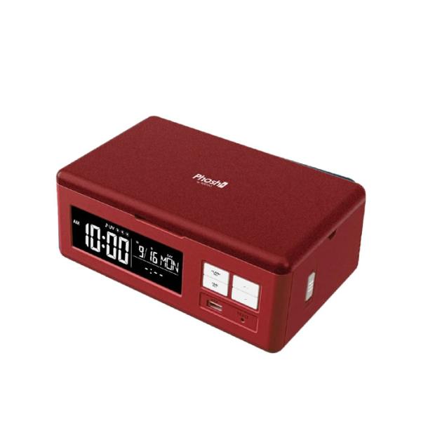 アデッソ PS-02 RED アデッソ（ADESSO） 置き時計 Phosh USB充電モデル スマホ除菌 PS-02