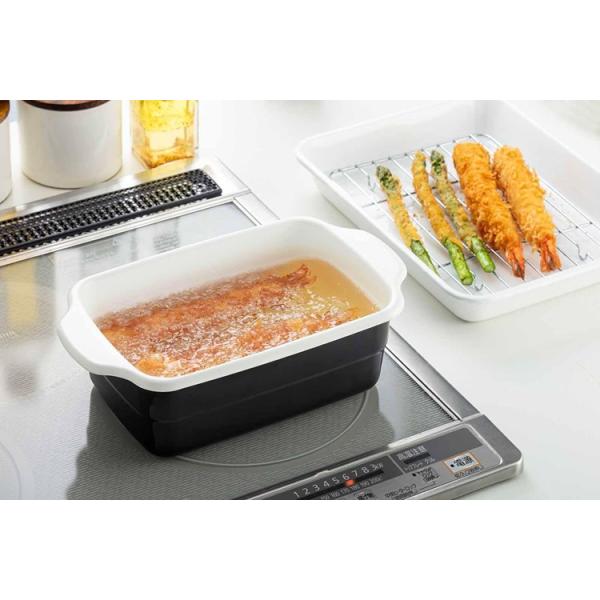 天ぷら鍋 ホーロー 角型 28.3×16.1×8.7cm HT-KBW 高木金属 揚げ物 天ぷら チーズ チョコレート オイルフォンデュ