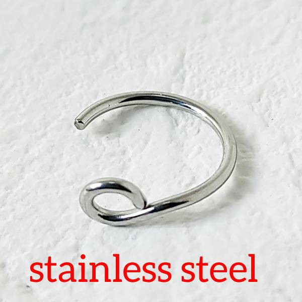 穴不要フェイクピアス 鼻や唇に シルバーリングタイプ/20ゲージ サージカルステンレス シンプル 激安価格