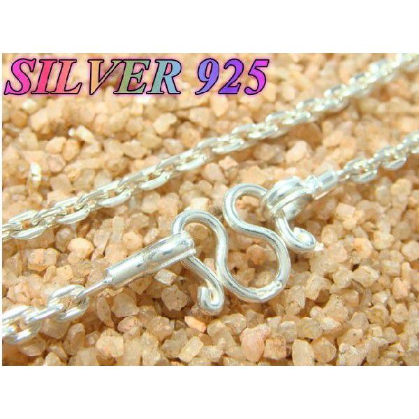 シルバー925 4面カットW金具アズキチェーン 2.5mm×39cm sv925ネックレス