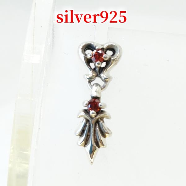 オープンハート/ゴシック ジルコニア/レッド スイングピアス シルバー925 silver925 片耳から 激安