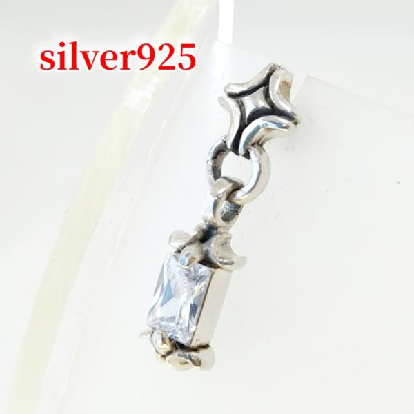 クロス/十字架 ジルコニア/クリア スイングピアス シルバー925 silver925 片耳から 激安