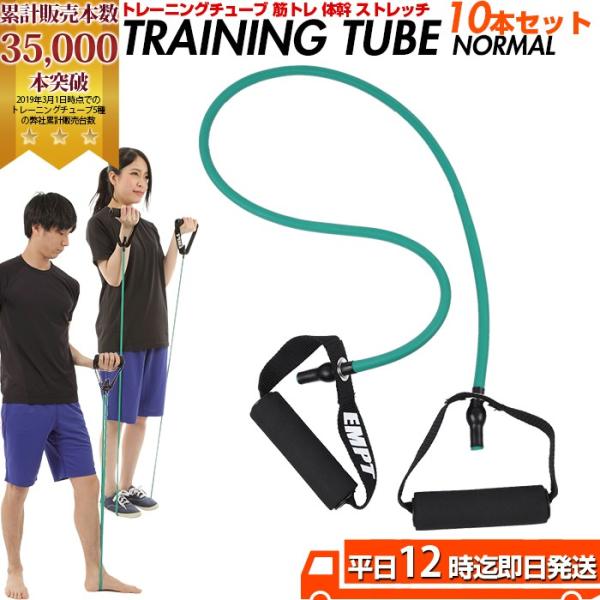 トレーニングチューブ　ノーマル 10本セット トレーニングチューブ 筋トレ 肩 背中 腰 腕 胸 トレーニングチューブ 体幹トレーニング フィットネスチューブ チュ