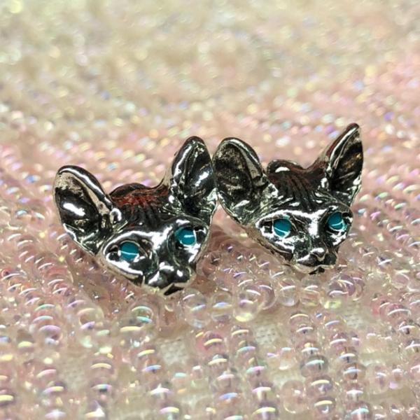 ヴィンテージ キャット フェイス ピアス イヤリング 猫 アクセサリー パンク