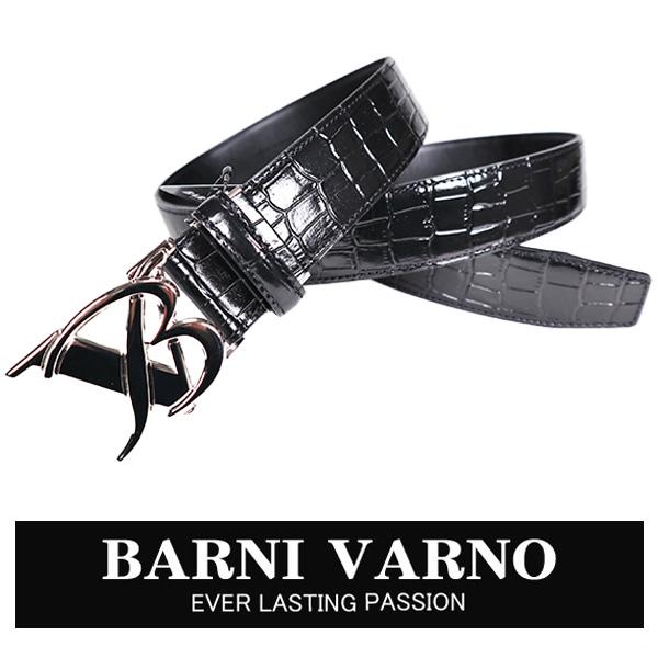 バーニヴァーノ牛革ベルト 幅広 ロング (最長116cm／黒）メンズ BARNI