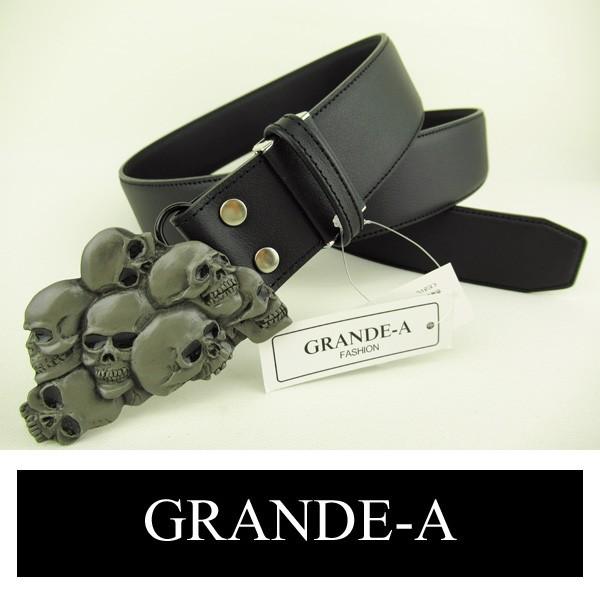 ソックス付き グランデ 最長112cm 黒 メンズ 牛革 ベルト 幅広 ロング 髑髏 ドクロバックル Grand A Be269 251 Be269 えむえむショップ 通販 Yahoo ショッピング