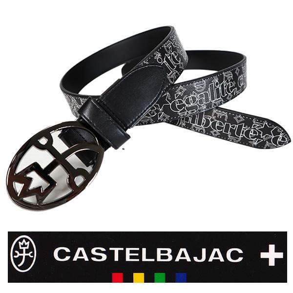 美品 CASTELBAJAC ロゴ 総柄 ベルト ナナメロゴ総柄インクジェットPtベルト | カステルバジャック