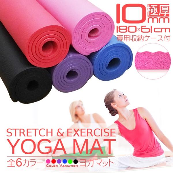 ヨガマット 厚さ 10mm メッシュケース付 トレーニング 美容 健康 ダイエット エクササイズ