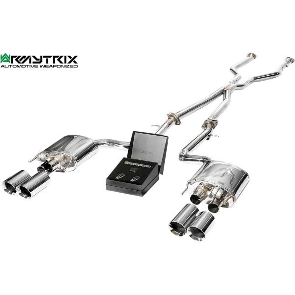 【M’s】 レクサス RC F 5.0L V8 (2014y-) ARMYTRIX ステンレス 可変バルブマフラー エキゾースト (クロームメッキテールエンド)