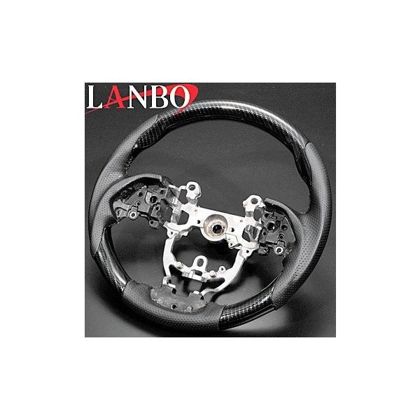 【M's】トヨタ プリウス 50系(ZVW50/55)LANBO製 ガングリップ コンビステアリング(ブラックカーボン調)／／PRIUS 50 社外品 ランボ ハンドル
