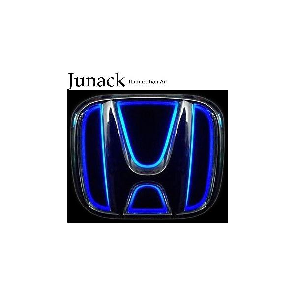 【M's】 N-BOXカスタム JF5 JF6 (2023.10-) Junack リア リヤ LEDトランスエンブレム ブルー 青 ジュナック 社外 パーツ 部品 外装 カスタム 光る 発光 LTE-H15