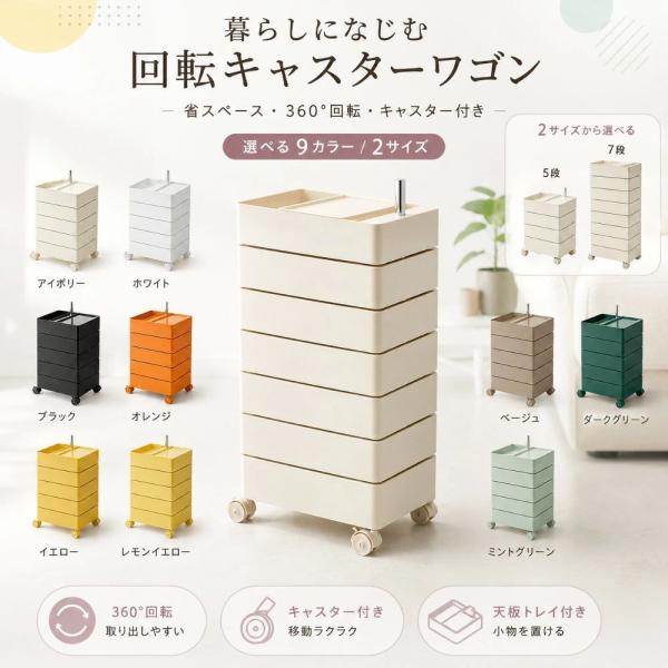ワゴン キャスター付き ファイルワゴン おしゃれ 回転 回転式 キッチンワゴン 収納棚 サイドワゴン ラック 隙間収納 ネイル 化粧品 収納 キッチン コスメ ワゴン