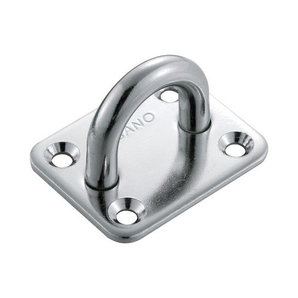 ロープやカラビナを掛ける輪付きのステンレスプレートです。FRP船などに取り付けて使用します。メーカー:浅野金属工業品名:アイプレート[6]材質：SUS316d:6mm/L:40mm/B35mm/B1:20mm/P1:25mm/P2:20mm...