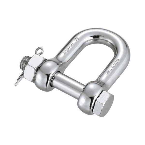 ボルトシャックルです。メーカー：浅野金属工業品名：ボルトシャックルサイズ(mm):9d(mm):10d1(mm):9L(mm):54L1(mm):36B(mm):36B1(mm):18D(mm):18ねじ径(mm):W3/8重量(g):11...