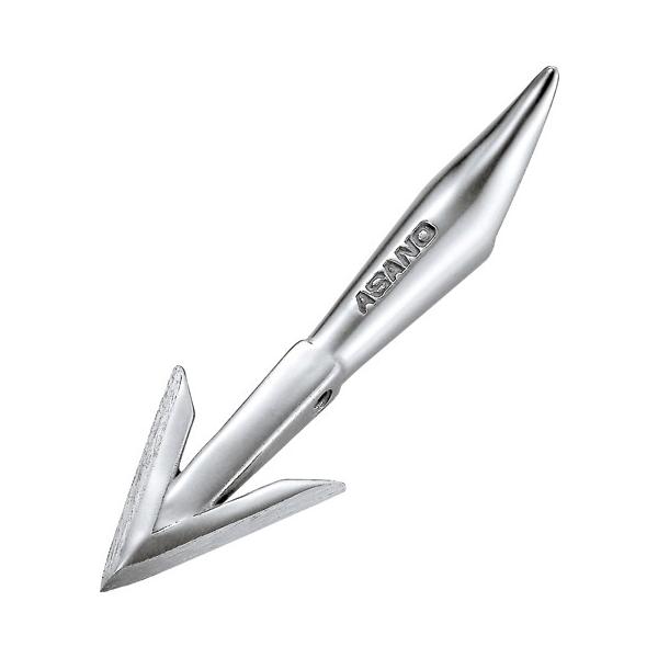 ステンレス銛モリッパです。メーカー：浅野金属工業品名：ステンレス銛モリッパ※材質：特殊ステンレス※注意:刃先は鋭利になっておりますので取扱いには十分注意してください。L(mm):100B(mm):32d(mm):3D(mm):10重量(g)...