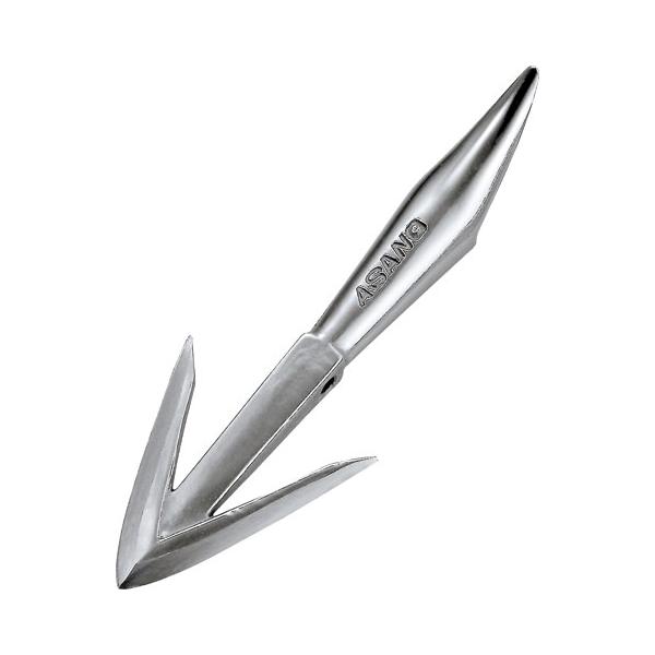 ステンレス銛特型モリッパです。メーカー：浅野金属工業品名：ステンレス銛特型モリッパ※材質：特殊ステンレス※注意:刃先は鋭利になっておりますので取扱いには十分注意してください。L(mm):104B(mm):36d(mm):3D(mm):9重量...