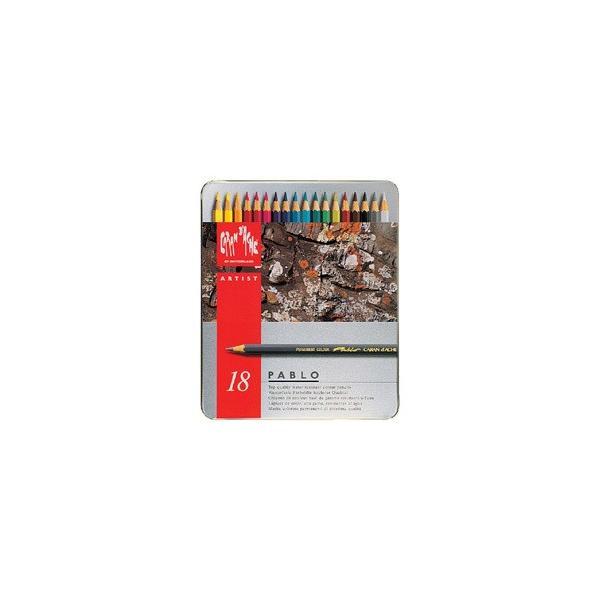 送料無料 カランダッシュ CARANd'ACHE 油性色鉛筆 パブロ色鉛筆18色セット (缶入り)