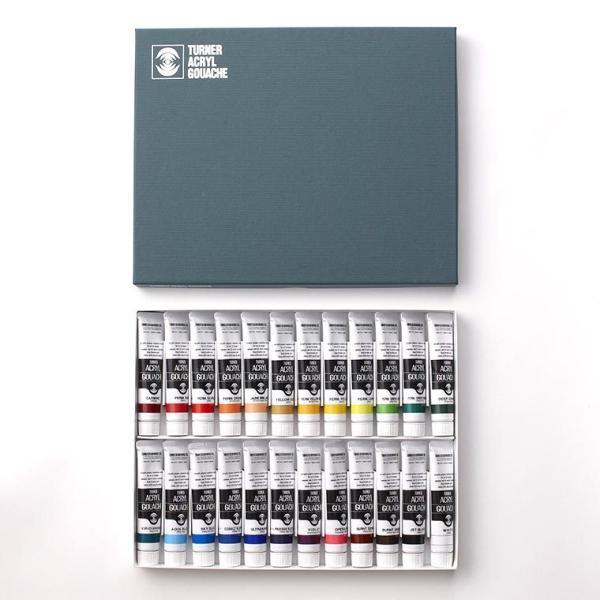 アクリル絵具（アクリルガッシュ） まとめ売り 多色 ターナー】 アクリルガッシュ 20ml 24色セット 1個入 【ゆうパケット