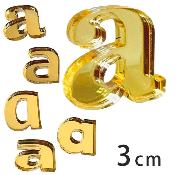 アクリル製 ミラー ゴールド 切り抜き文字 アルファベット小文字 3cm アンシャンテラボ【ゆうパケット対応】