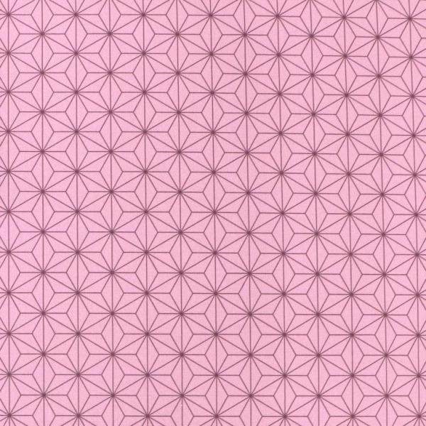 麻の葉模様 模様サイズSS 40×45mm ローズピンク 幅110cm 長さ10cm 地染め生地【ゆうパケット対応】